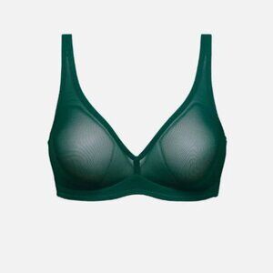 Cuup Plunge Mesh Bra in Serpentine Green